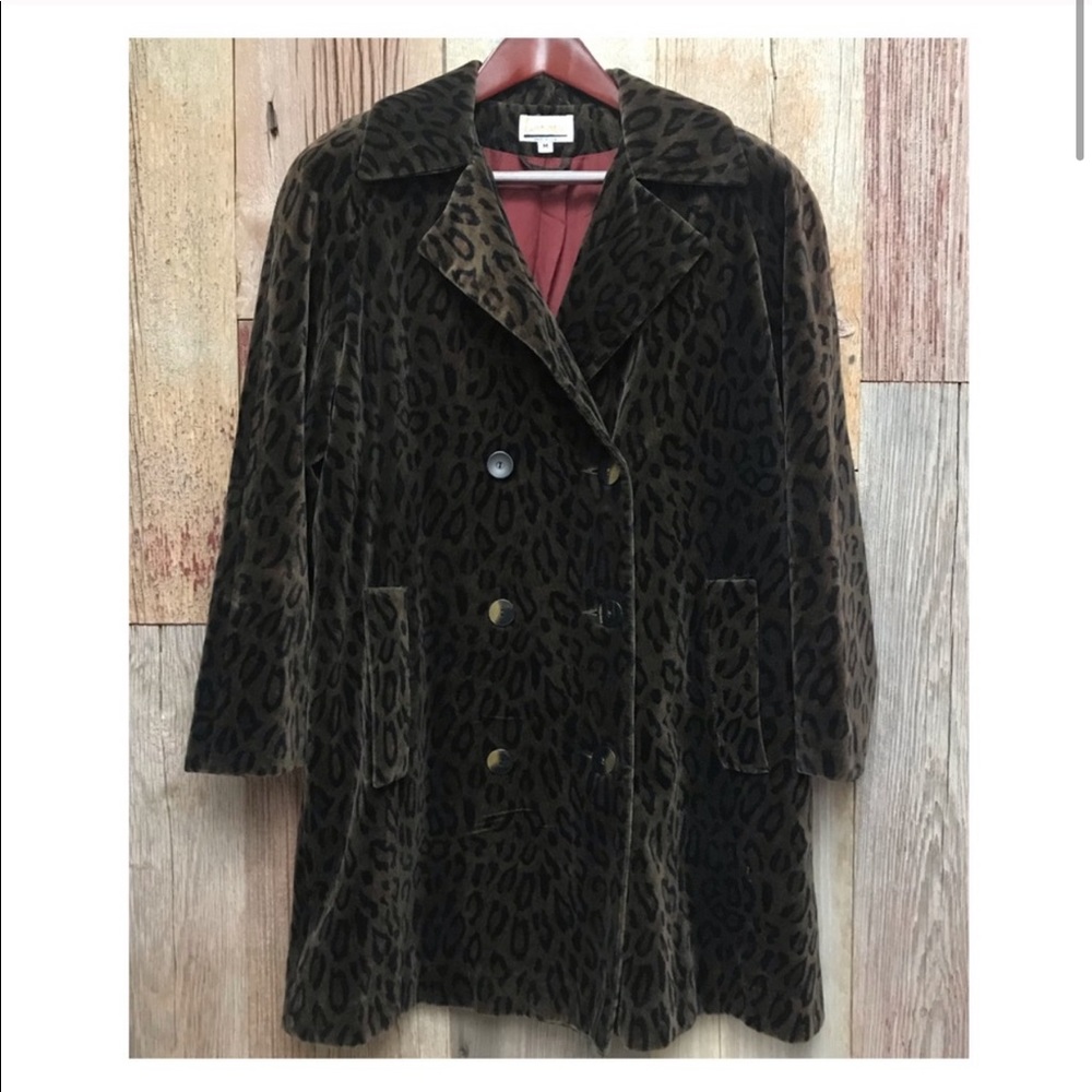 Lorovi Vintage Animal Print Velvet Coat M